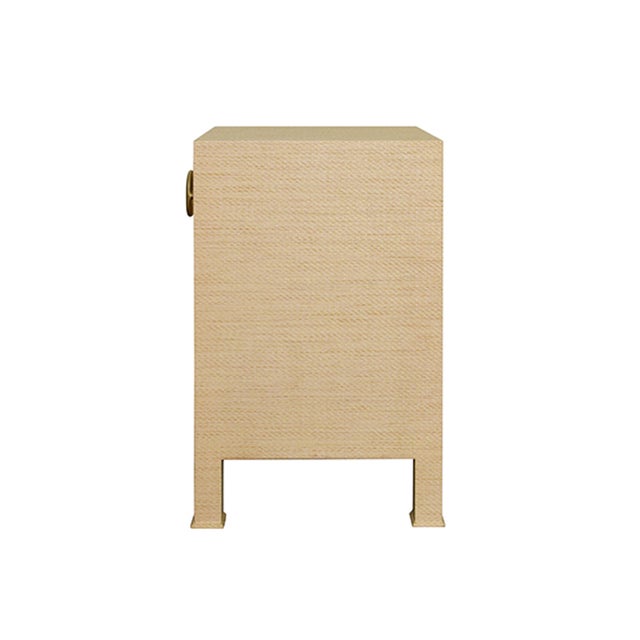 Contemporary Matthew Izzo Home Natural Grasscloth One Drawer Side Table For Sale - Image 3 of 6