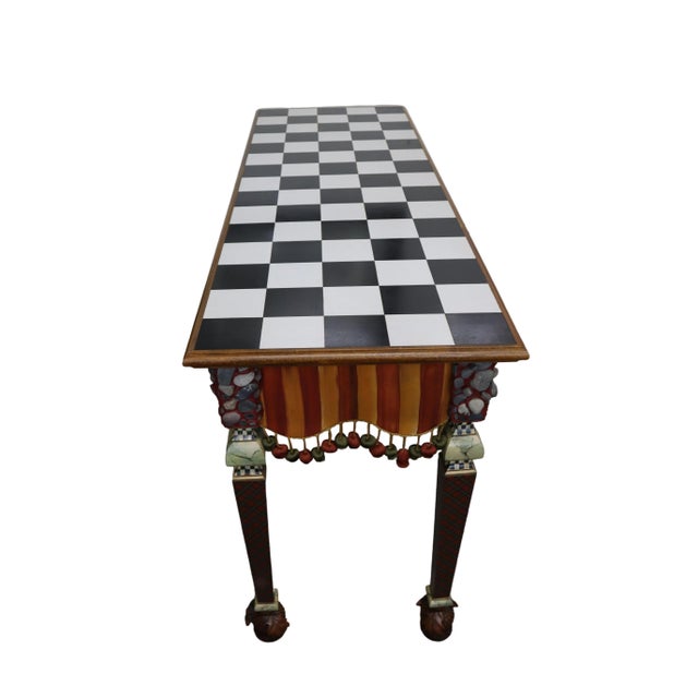 Red Hand Painted MacKenzie-Childs Rock Collection Courtly Check Accent Table For Sale - Image 8 of 14