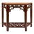 Distressed Reddish Brown Trapezoidal Geometric Lattice Panel Console Table For Sale