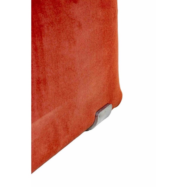 Italian Velvet Ottomans in Red Upholstery, 1970s, Set of 5 For Sale - Image 4 of 9