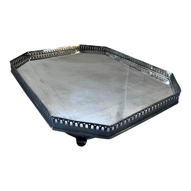 Antique Early 19th Century George III Old Sheffield Silver on Copper Galleried Tray or Plateau For Sale