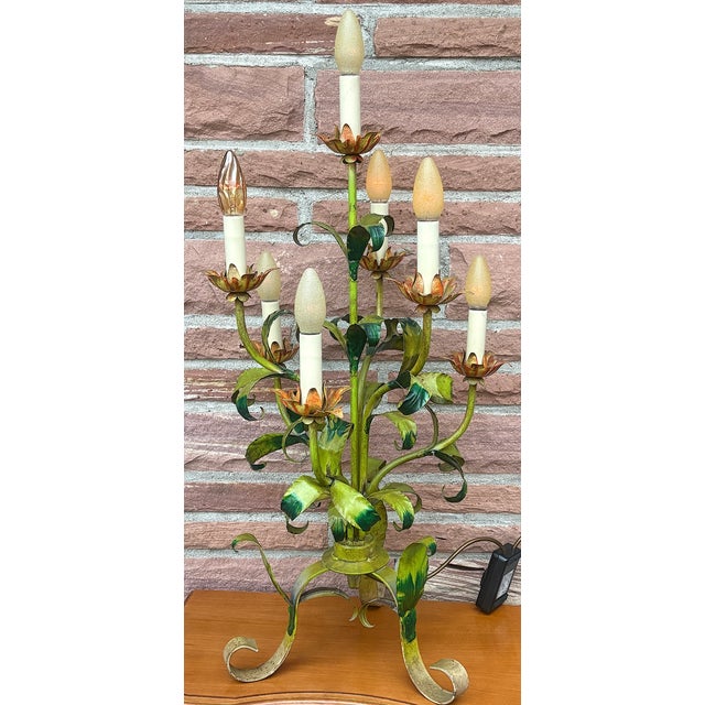 Mid-Century Modern Vintage Italian Florentine Metal Table Lamp, 1960s For Sale - Image 3 of 12