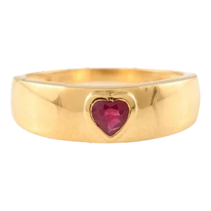 18k Solid Gold Natural Heart Cut Ruby Signet Ring Size 7 Gift for Her