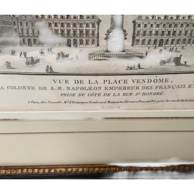 French Pair of 19th C. French Architectural Engravings of Place Vendôme Custom Framed by J. Pocker & Son, Nyc For Sale - Image 3 of 11