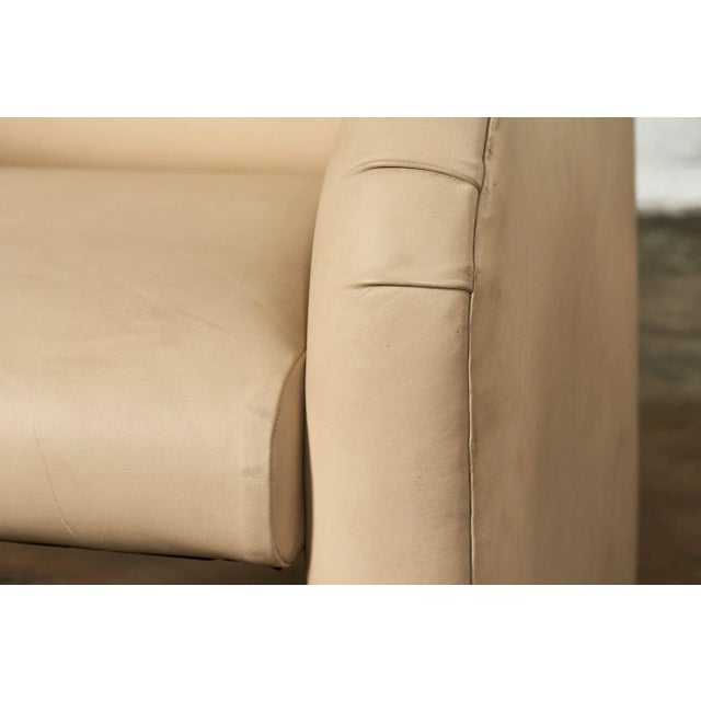 Pair Leather Barrel Chairs, 1980 For Sale - Image 9 of 11