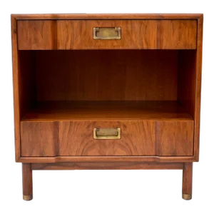 John Widdicomb Mid Century Walnut and Brass Nightstand