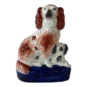 English Staffordshire Dog & Pup Figurine 19th Century