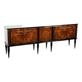 Art Déco French Sideboard in Walnut Marquetry from André Arbus, 1950s For Sale