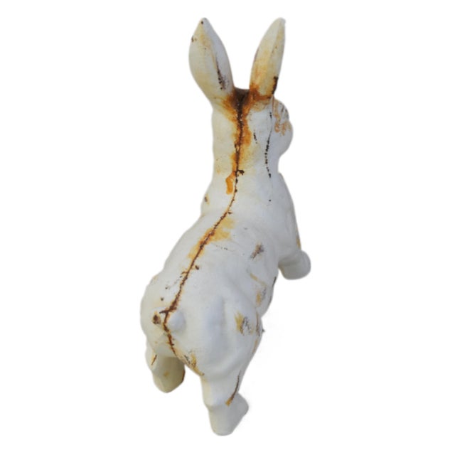 Vintage Cast Iron Rabbit Hare Statue Door Stop Figure For Sale - Image 4 of 6