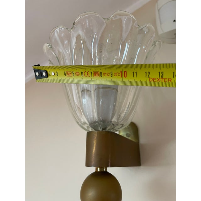 Vintage Art Deco Brass and Glass Wall Lamp, 1930 For Sale - Image 6 of 8