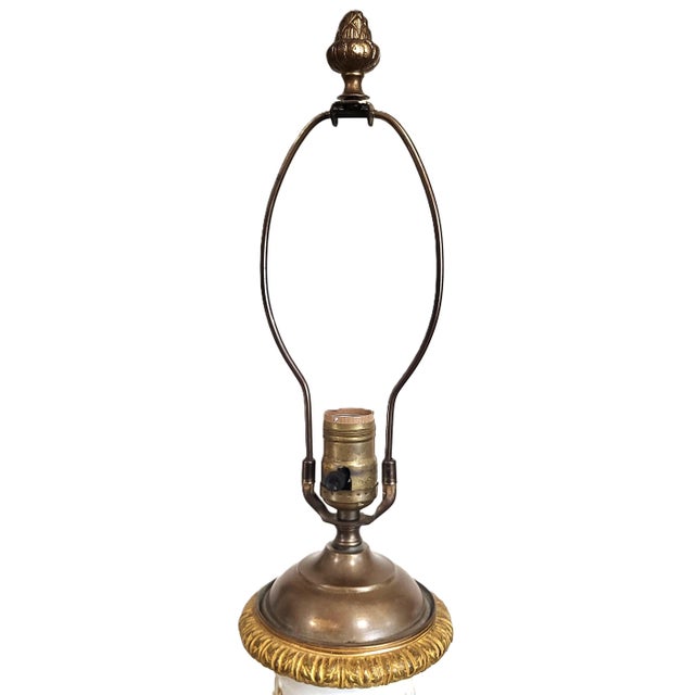 Metal Antique French 19th C White & Gilt Bronze Sevres Porcelain Urn Vase Lamp Angels For Sale - Image 7 of 18