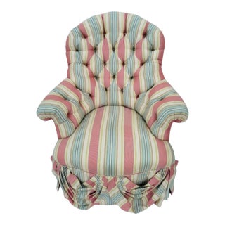 Scalamandre Silk Striped Tufted Club Chair For Sale