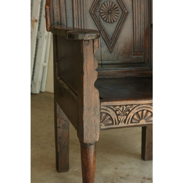 18th-Century Georgian Oak Wainscot Manor Chair For Sale - Image 4 of 10