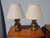 1990s Pair of Vintage Mid Century Metal Table Lamps Lights W Lamp Shades For Sale - Image 5 of 11