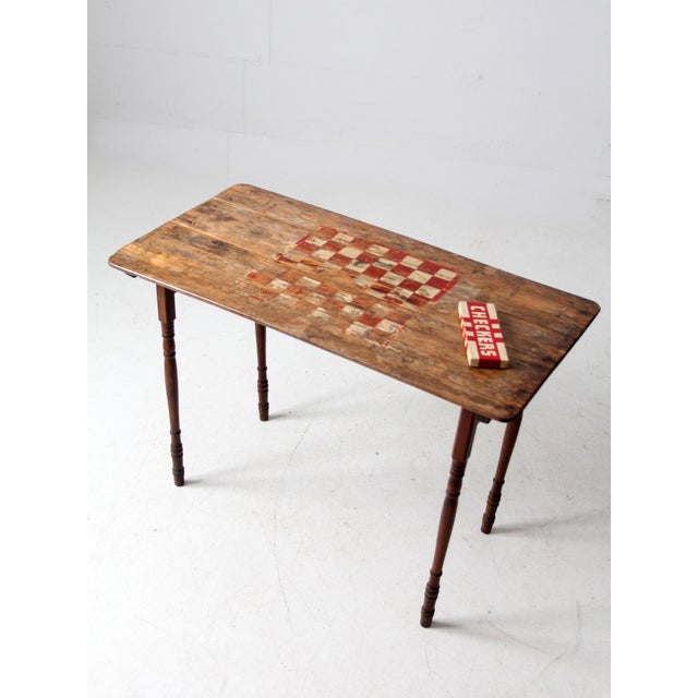 Antique Folding Checkerboard Table With Halsam Checkers For Sale - Image 14 of 17