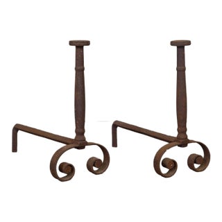 Pair of Large 19th Century French Andirons For Sale