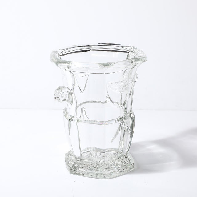 Art Deco Cut Crystal Ice Bucket Signed Artisanat De Lorraine For Sale - Image 11 of 12