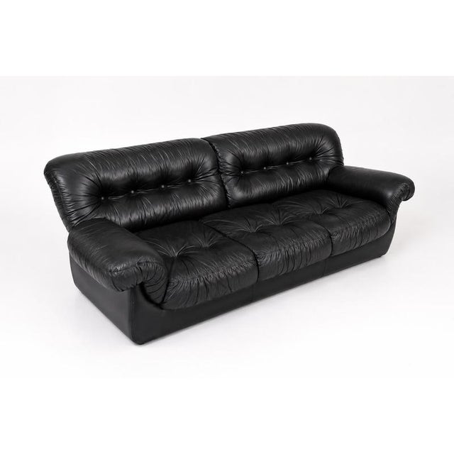 Vintage Italian Design Black Leather Sofa from Pellerossi, 1970s For Sale - Image 4 of 12