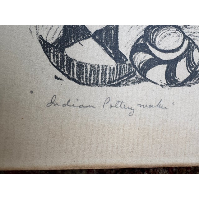 Mid 20th Century Mid 20th Century Eugene Thurston (1896–1993) Hand-Signed Lithograph "Indian Pottery Maker" For Sale - Image 5 of 5