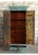Farmhouse Vintage Armoire Tall Artistic Carved Farmhouse Blue Patina Cabinet For Sale - Image 3 of 8