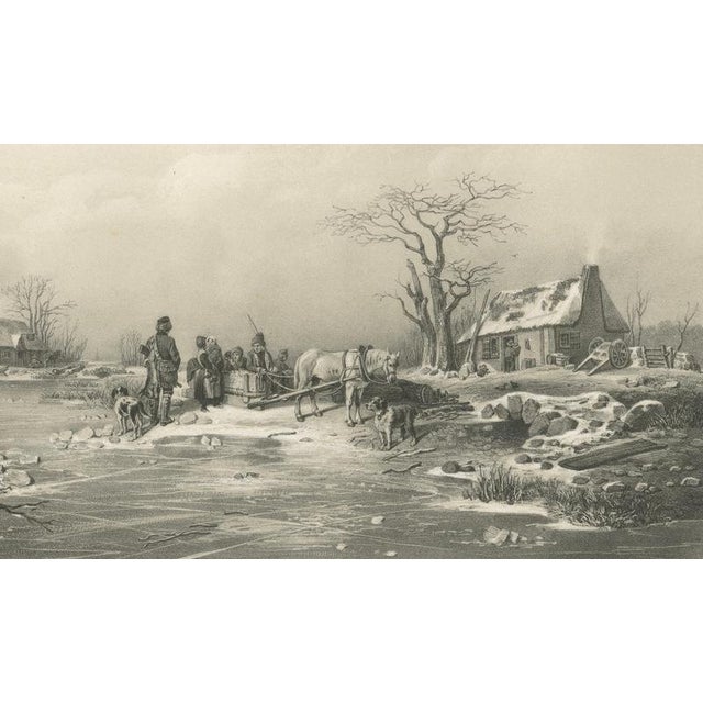 After Pehr Wickenberg, Winter-Landskap, Swedish Winter Scene, 1850, Lithograph For Sale - Image 6 of 9