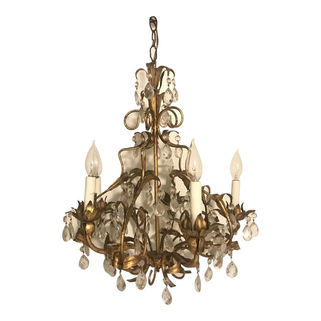 1960s Antique Italian Gold Gilt Tole Chandelier Chairish