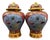 Pair of Chinese Cloisonné Enamel Koi Fish & Lotus Jars With Lids - 13" Tall For Sale