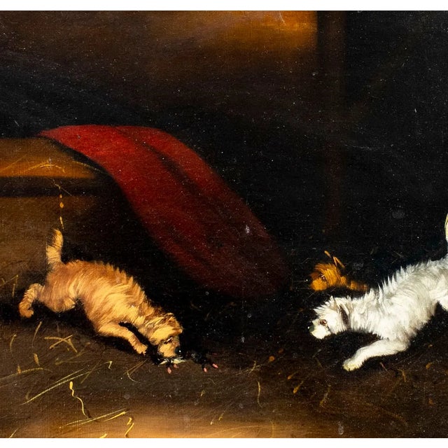 English Antique 19th-Century British Oil Painting, “Three Dogs” For Sale - Image 3 of 11