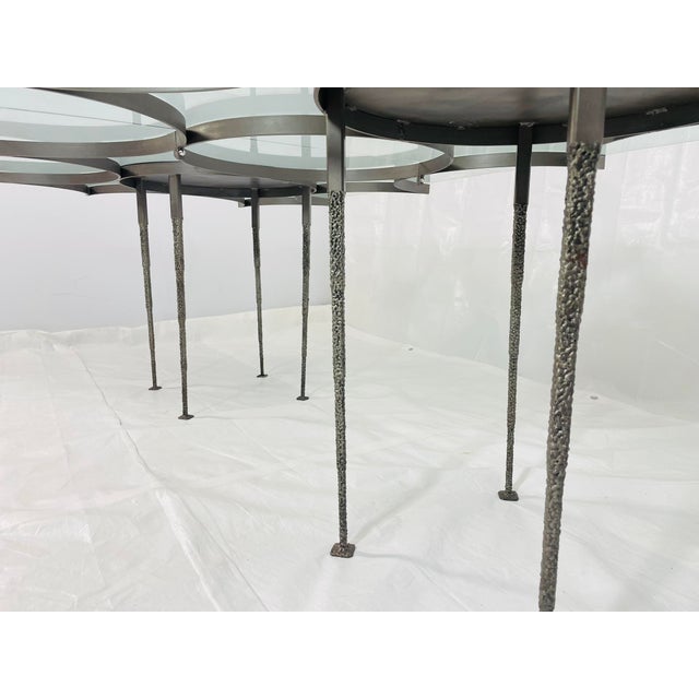 Architectural Glass Dining Table With Sculptural Metal Base, Usa, 1970s For Sale - Image 10 of 18