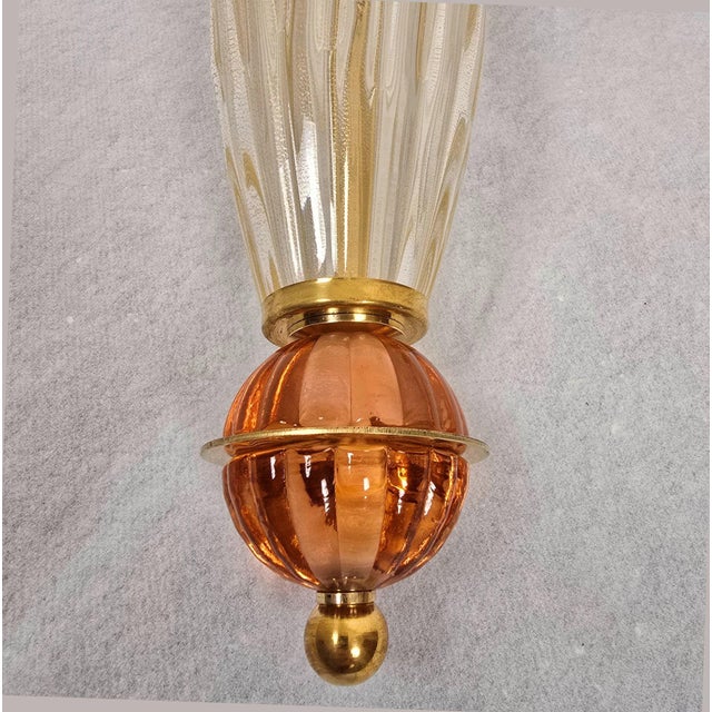 1990s Mid Century Modern Pink Murano Glass Sconces - Pair For Sale - Image 10 of 10