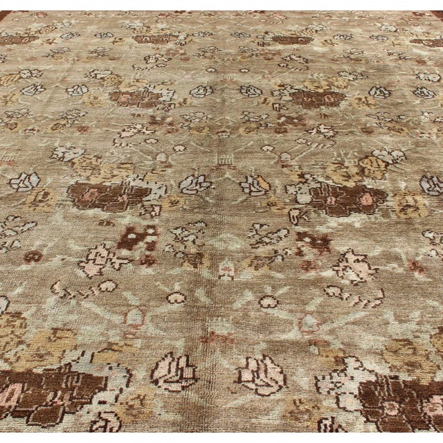 1920s Antique Turkish Tulu Rug With Soft Beige, Warm Brown, and Cream Accents For Sale - Image 5 of 11