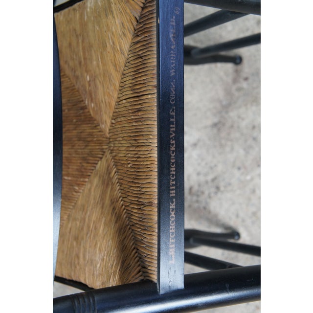 2 Antique L. Hitchcock Black Gold Stenciled Farmhouse Harvest Rush Seat Chairs For Sale - Image 13 of 13