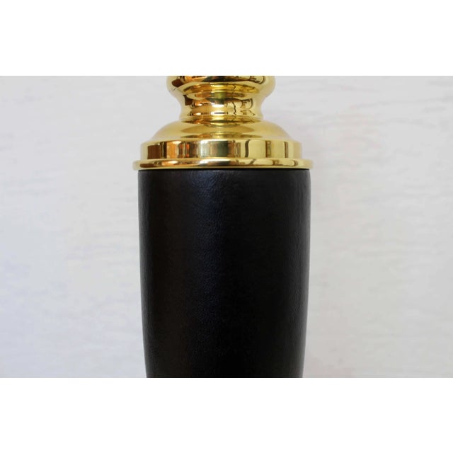 Brass and Leather Table Lamp from Le Dauphin France, 1950s For Sale - Image 4 of 9