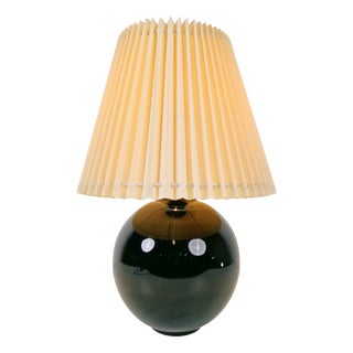 Black Opaline Glass Spherical Table Lamp in the style of Jacques Adnet, 1950s For Sale