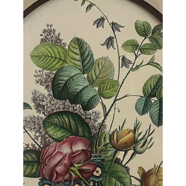 Realism Vintage Floral Engraving Jl Prevost Pastel Roses, Hydrangeas and Foliage For Sale - Image 3 of 6