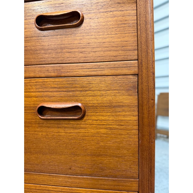 Mid Century Danish Modern Teak Tallboy Dresser For Sale - Image 9 of 12