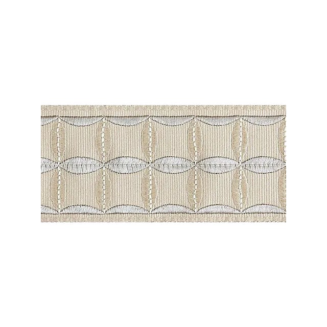 Scalamandre Fiori Embroidered Tape, Flax For Sale