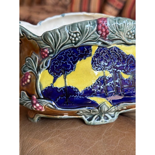 Antique French Majolica Vase- Art Nouveau Style For Sale - Image 11 of 13