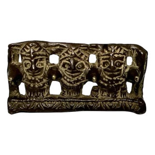 Ming Dynasty Chinese Bronze Brush Rest: Scholars Openwork Relief For Sale