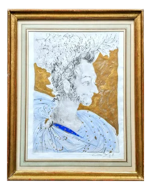 Salvador Dali, Portrait, 1958, Engraving, Framed