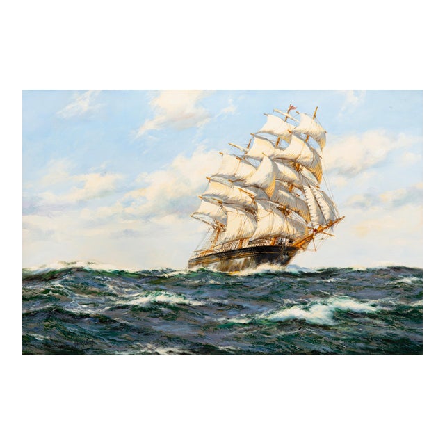 Seascape Painting of American Clipper Ship “Red Cloud” by Henry Scott For Sale