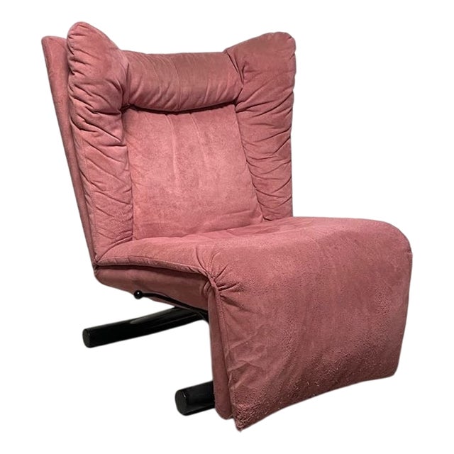 Relaxation Lounge Chair in Red Alcantara from Cinova, 1980s For Sale