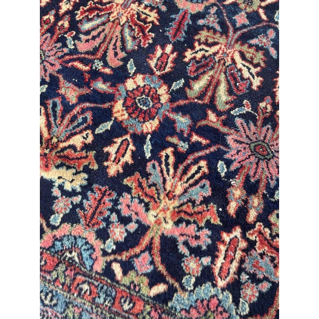 Cotton-Candy Hydrangea with Protective Evil Eye Antique Bibikkibad Rug 8.7 x 11.9 For Sale - Image 9 of 14