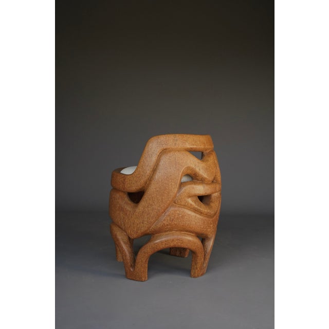 1970s Hand-Carved Palm Wood Side Chair, 1970s For Sale - Image 5 of 10