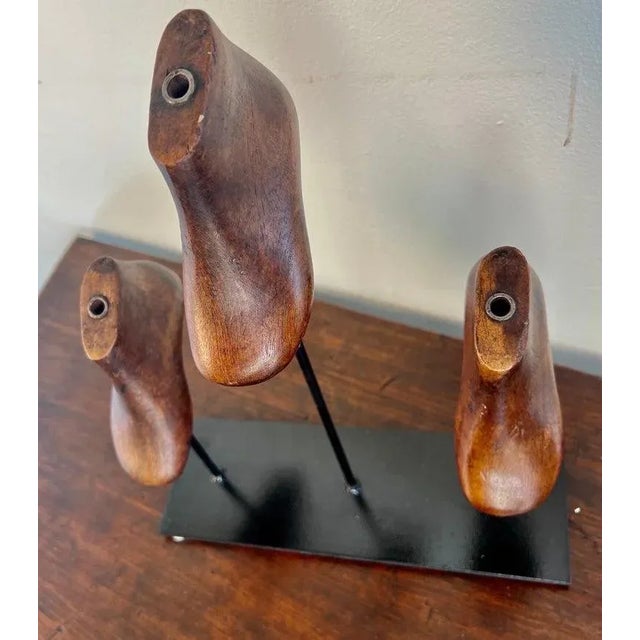 Wood Vintage Child Shoe Forms by Melissa Levinson, Iron Base, 1900-1909 For Sale - Image 7 of 9