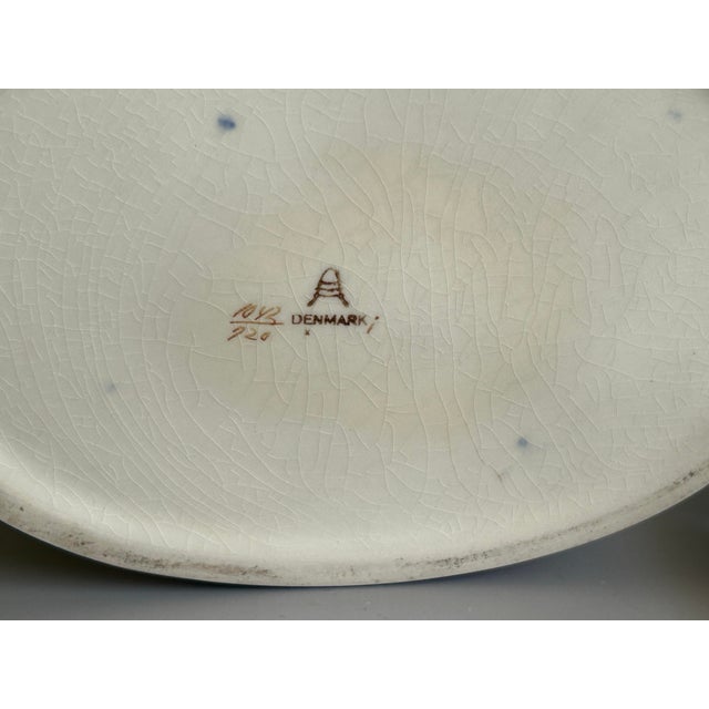 Antique Danish Ceramic Aluminia Faience Jardiniere With Flower Frog Insert For Sale - Image 12 of 12