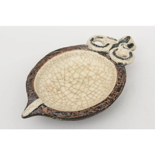 Guido Gambone Italian Vintage Gambone Style Crackled Glaze Ceramic Bowl For Sale - Image 4 of 11