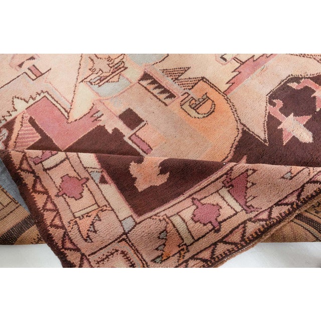 Vintage French Art Deco Rug Size: 9'0" × 12'0" (274 × 365 cm) This striking French Art Deco rug, dating to circa 1945,...
