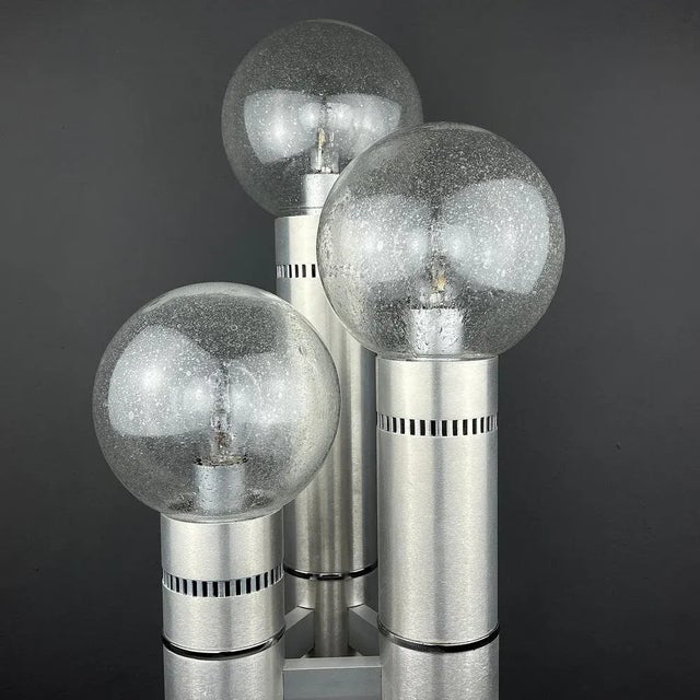 Silver Brushed Aluminum Floor Lamp, Italy, 1970s For Sale - Image 8 of 13
