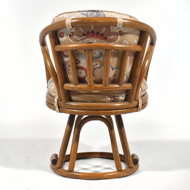 Coffee Set of Six Brown Jordan Rattan Swivel Armchairs For Sale - Image 8 of 12